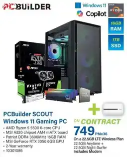 Incredible Connection PCBuilder SCOUT Windows 11 Gaming PC offer