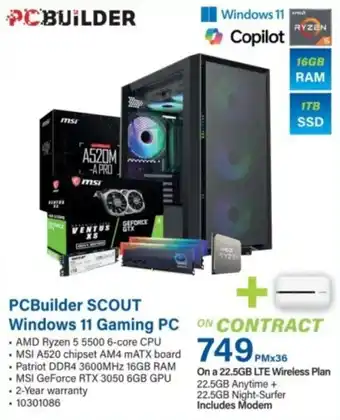 PCBuilder SCOUT Windows 11 Gaming PC