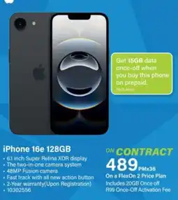 Incredible Connection iPhone 16e 128GB offer