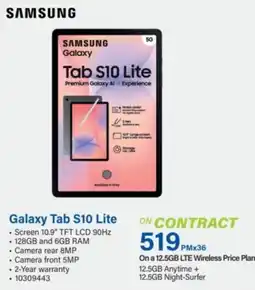 Incredible Connection SAMSUNG Galaxy Tab S10 Lite offer
