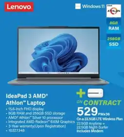 Incredible Connection IdeaPad 3 AMD Athlon Laptop offer