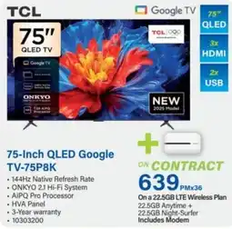 Incredible Connection 75-Inch QLED Google TV-75P8K offer