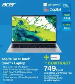 Incredible Connection Aspire Go 15 Intel Core 7 Laptop offer