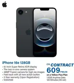 Incredible Connection iPhone 16e 128GB offer