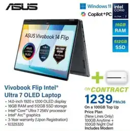 Incredible Connection ASUS Vivobook Flip Intel Ultra 7 OLED Laptop offer