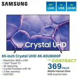 Incredible Connection Samsung 65-inch Crystal UHD 4K-65U8000F offer