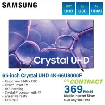 Samsung 65-inch Crystal UHD 4K-65U8000F