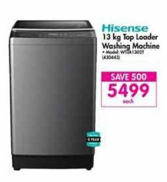 Hisense 13kg Top Loader Washing Machine offer at Makro