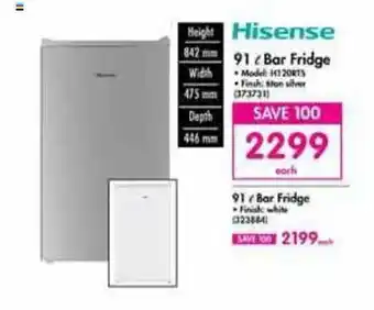 Makro Hisense - 91L Bar Fridge offer