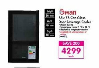 Swan - 85L 78-Can Glass Door Beverage Cooler