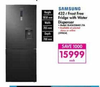 Makro Samsung - 432 L Frost Free Fridge with Water Dispenser offer
