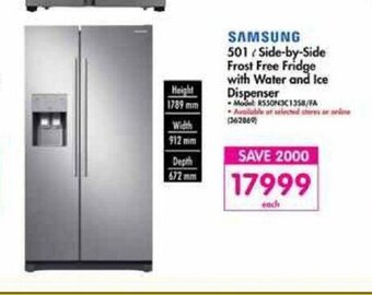 Makro Samsung - 501L Side-by-Side Frost Free Fridge with Water and Ice Dispenser offer