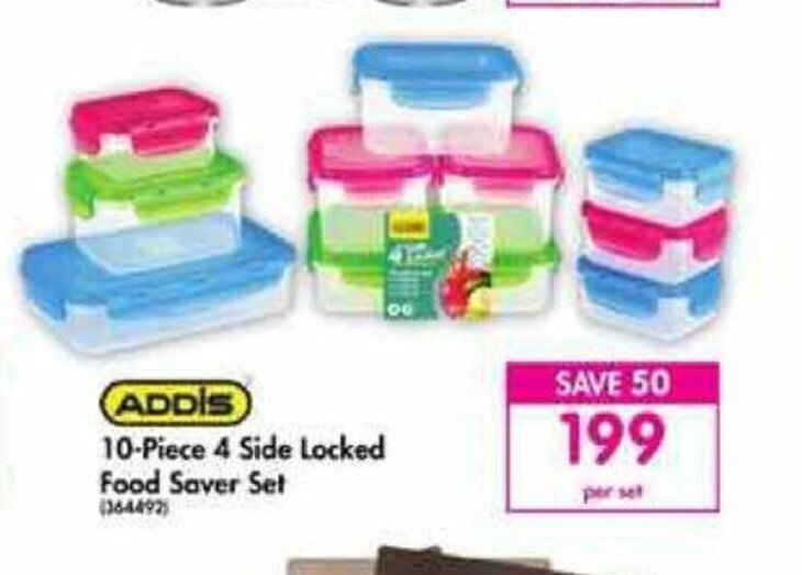 Addis 10Piece 4 Side Locked Food Saver Set offer at Makro