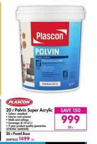 Makro Plascon - 20L Palvin Super Acrylic offer