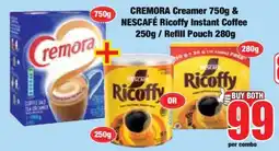 Boxer CREMORA Creamer 750g & NESCAFÉ Ricoffy Instant Coffee 250g / Refill Pouch 280g offer