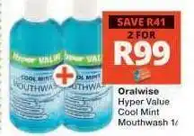 Checkers Oralwise Hyper Value Cool Mint Mouthwash 1ℓ offer
