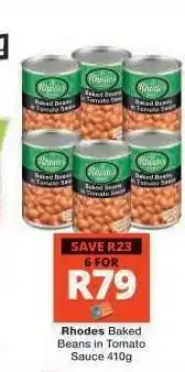 Checkers Rhodes Baked Beans in Tomato Sauce 410g offer
