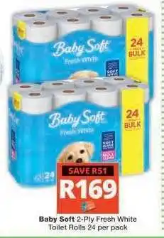 Checkers BABY SOFT 2-PLY FRESH WHITE TOILET ROLLS offer
