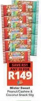 Checkers Mister Sweet Peanut/Cashew & Coconut Snack 50g offer