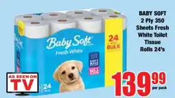 Boxer BABY SOFT 2 Ply 350 Sheets Fresh White Toilet Tissue Rolls 24's offer