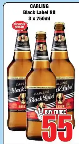 Boxer CARLING Black Label RB 3 x 750ml offer