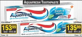 J&E Cash and Carry Aquafresh Toothpaste offer