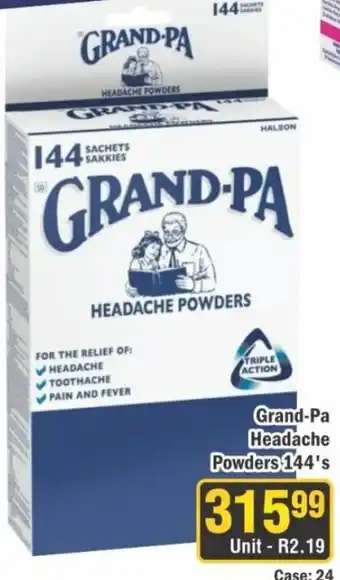 J&E Cash and Carry Grand-Pa Headache Powders offer