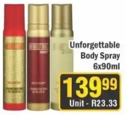 J&E Cash and Carry Unforgettable Body Spray offer