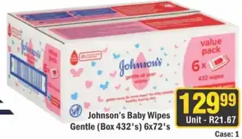 J&E Cash and Carry Johnson's Baby Wipes Gentle offer