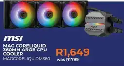Kloppers msi MAG CORELIQUID 360MM ARGB CPU COOLER offer