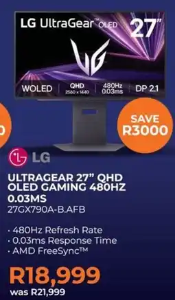 Kloppers LG ULTRAGEAR 27" QHD OLED GAMING 480HZ offer