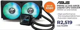 Kloppers ASUS PRIME LC 240 ARGB LIQUID CPU COOLER offer