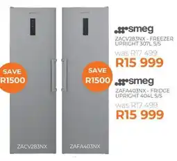Kloppers smeg ZACV283NX - FREEZER UPRIGHT 307L S/S offer