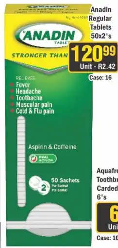 J&E Cash and Carry Anadin Regular Tablets offer