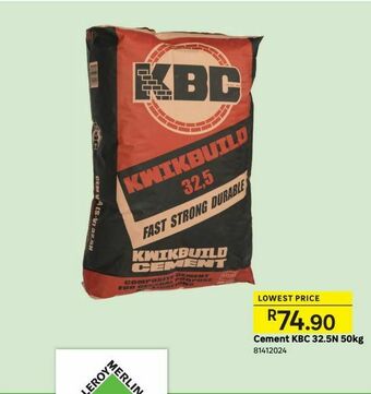 Leroy Merlin Cement kbc 32.5n 50kg offer