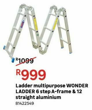 Ladder multipurpose wonder ladder 6 step a-frame & 12 straight aluminium