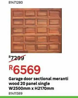 Leroy Merlin Garage door sectional meranti wood 20 panle single w2500mm x h2170mm offer