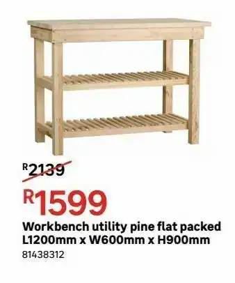 Leroy Merlin Workbench utility pine flat packed l1200mm x w600mm x h900mm offer