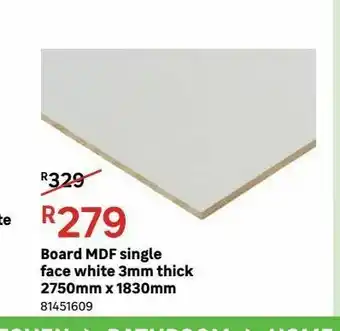 Leroy Merlin Boards mdf single face white 3mm thick 2750mm x 1830mm offer