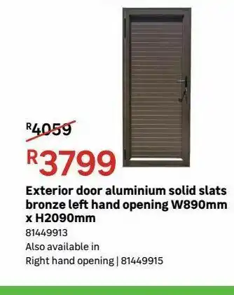Leroy Merlin Exterior doors aluminium solid slats bronze left hand opening w890mm x h2090mm offer