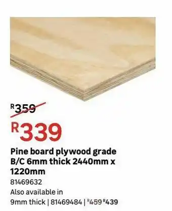 Leroy Merlin Pine board plywood grade b/c 6mm thick 2440mm x 1220mm offer