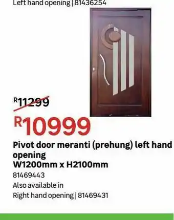 Leroy Merlin Pivot doors meranti (prehung) left hand opening w1200mm x h2100mm offer