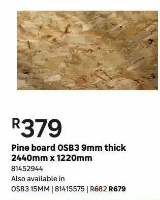 Leroy Merlin Pine board osb3 9mm thick 2440mm x 1220mm offer