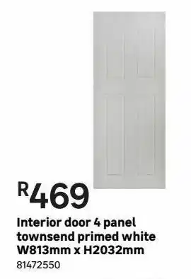 Leroy Merlin Interior doors 4 panel townsend primed white w813mm x h2032mm offer
