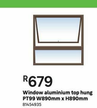 Leroy Merlin Windows aluminium top hung pt99 w890mm x h890mm offer