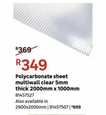 Leroy Merlin Polycarbonate sheet multiwall clear 5mm thick 2000mm x 1000mm offer