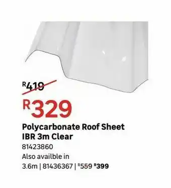 Leroy Merlin Polycarbonate roof shet ibr 3m clear offer