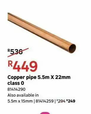 Leroy Merlin Copper pipes 5.5m x 22mm class o offer