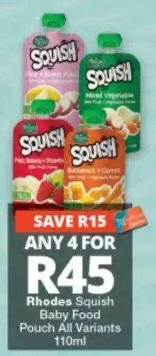 Checkers Rhodes Squish Baby Food Pouch offer