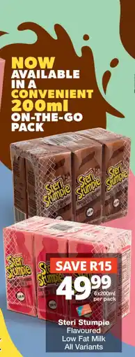 Checkers Steri Stumpie Flavoured Low Fat Milk offer